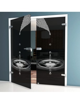 Ganzglastür Tropfen II Gelasert Auf Grauglas