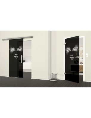 Ganzglastür Angel Eyes Gelasert Auf Grauglas