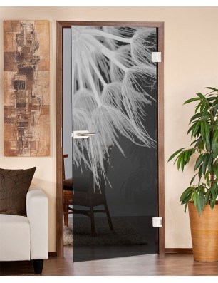 Ganzglastür Pusteblume II Gelasert Auf Grauglas