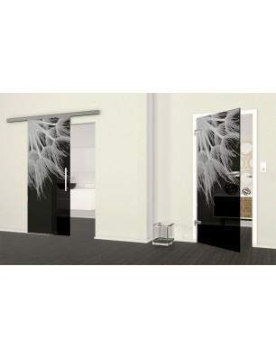 Ganzglastür Pusteblume II Gelasert Auf Grauglas