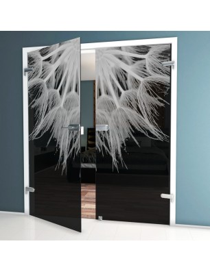 Ganzglastür Pusteblume II Gelasert Auf Grauglas