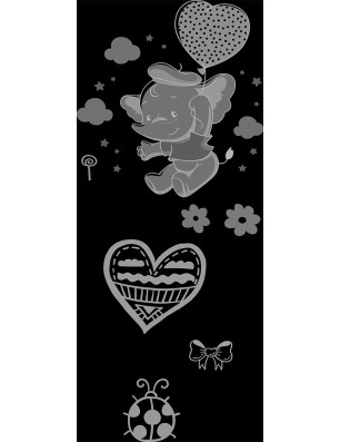 Ganzglastür Kid Elefant 2 Gelasert Auf Grauglas