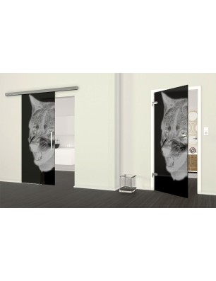 Ganzglastür Wolf Gelasert Auf Grauglas