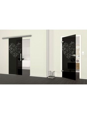 Ganzglastür Kid Herz Gelasert Auf Grauglas