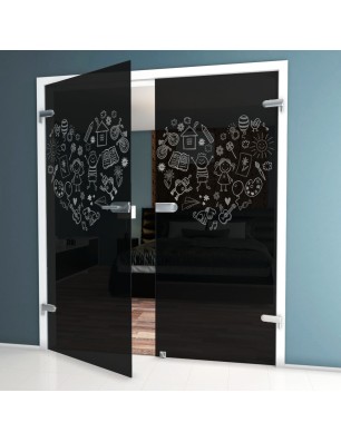 Ganzglastür Kid Herz Gelasert Auf Grauglas