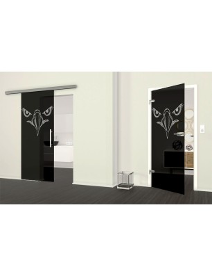 Ganzglastür Eagle Eye Gelasert Auf Grauglas