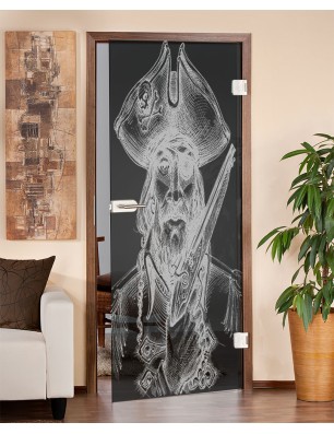 Ganzglastür Käpten Gelasert Auf Grauglas