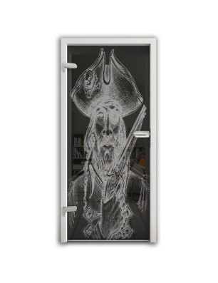 Ganzglastür Käpten Gelasert Auf Grauglas