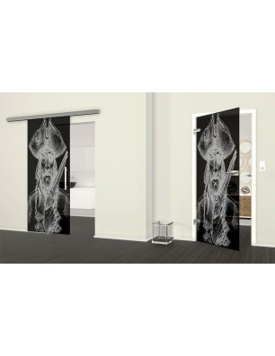 Ganzglastür Käpten Gelasert Auf Grauglas