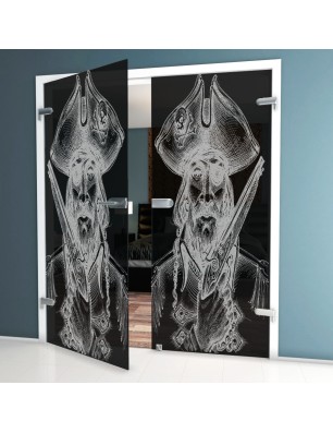 Ganzglastür Käpten Gelasert Auf Grauglas