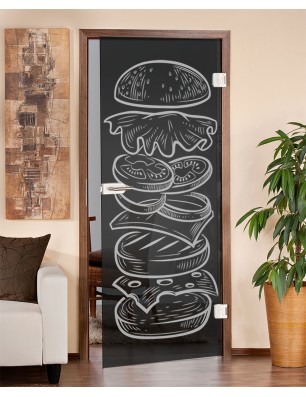 Ganzglastür Hamburger Gelasert Auf Grauglas