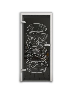 Ganzglastür Hamburger Gelasert Auf Grauglas