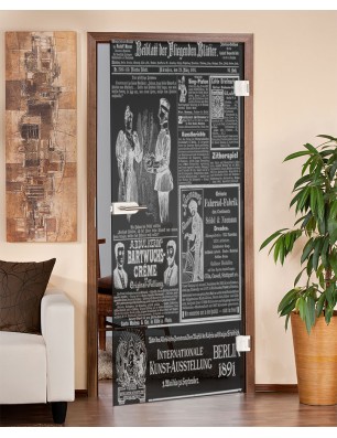 Ganzglastür Zeitung Gelasert Auf Grauglas