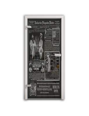 Ganzglastür Zeitung Gelasert Auf Grauglas