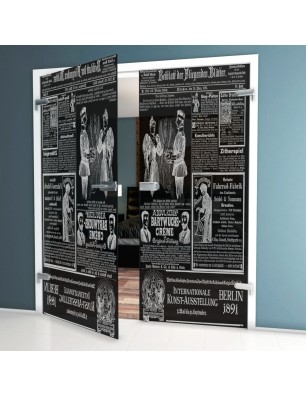 Ganzglastür Zeitung Gelasert Auf Grauglas