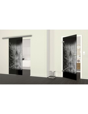 Ganzglastür Abstrakt 7 Gelasert Auf Grauglas