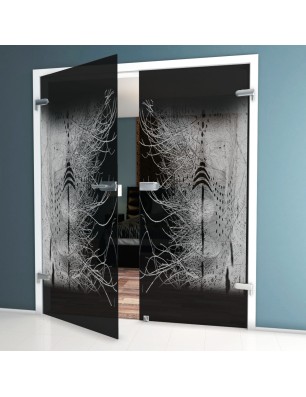 Ganzglastür Abstrakt 7 Gelasert Auf Grauglas