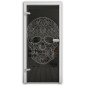 Ganzglastür Skull 3 Gelasert Auf Grauglas Ganzglastür Skull 3 Gelasert Auf Grauglas