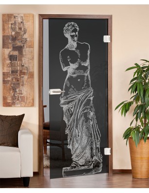 Ganzglastür Venus Gelasert Auf Grauglas