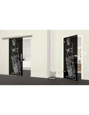 Ganzglastür Venus Gelasert Auf Grauglas