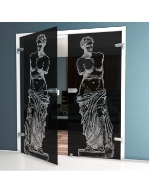 Ganzglastür Venus Gelasert Auf Grauglas