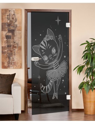 Ganzglastür Kid Ballerina Gelasert Auf Grauglas