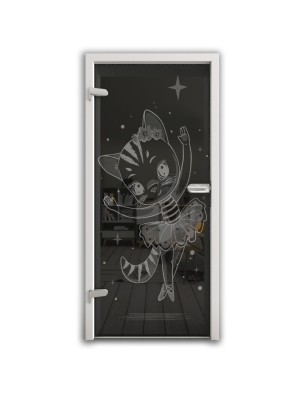 Ganzglastür Kid Ballerina Gelasert Auf Grauglas