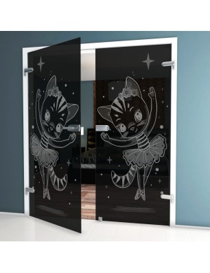 Ganzglastür Kid Ballerina Gelasert Auf Grauglas