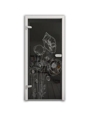 Ganzglastür Blume 10 Gelasert Auf Grauglas