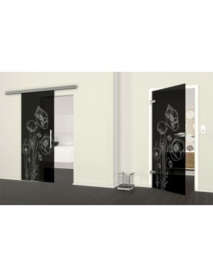 Ganzglastür Blume 10 Gelasert Auf Grauglas