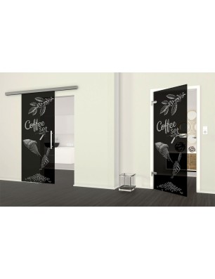 Ganzglastür Coffee Set Gelasert Auf Grauglas