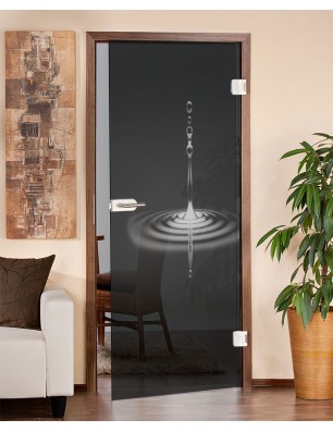 Ganzglastür Wasser 4 Gelasert Auf Grauglas