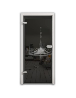 Ganzglastür Wasser 4 Gelasert Auf Grauglas