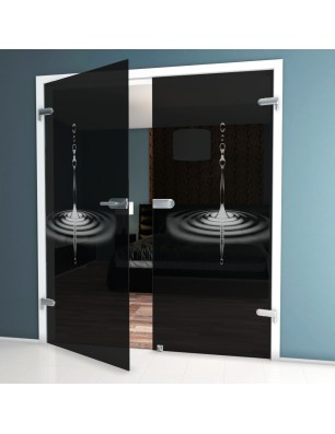 Ganzglastür Wasser 4 Gelasert Auf Grauglas