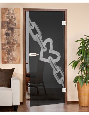 Ganzglastür Kette Gelasert Auf Grauglas