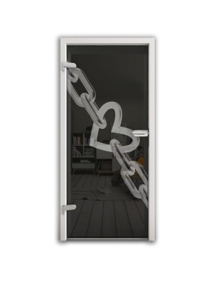 Ganzglastür Kette Gelasert Auf Grauglas