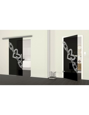 Ganzglastür Kette Gelasert Auf Grauglas