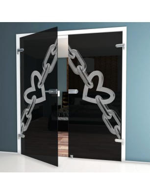 Ganzglastür Kette Gelasert Auf Grauglas