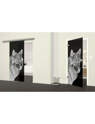 Ganzglastür Wolf 5 Gelasert Auf Grauglas