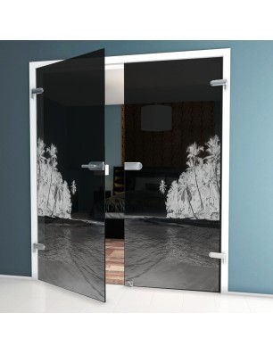 Ganzglastür Klippe Gelasert Auf Grauglas