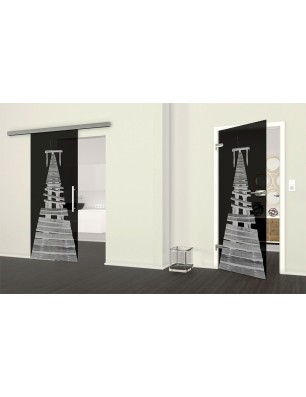 Ganzglastür Steg II Gelasert Auf Grauglas