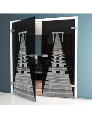 Ganzglastür Steg II Gelasert Auf Grauglas