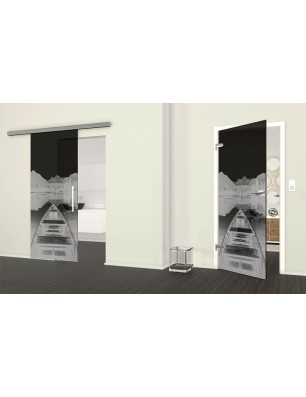 Ganzglastür Boot Gelasert Auf Grauglas