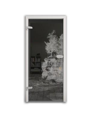 Ganzglastür Klippe II Gelasert Auf Grauglas