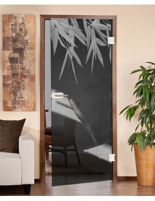 Ganzglastür Wellness 3 Gelasert Auf Grauglas