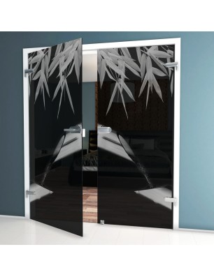 Ganzglastür Wellness 3 Gelasert Auf Grauglas