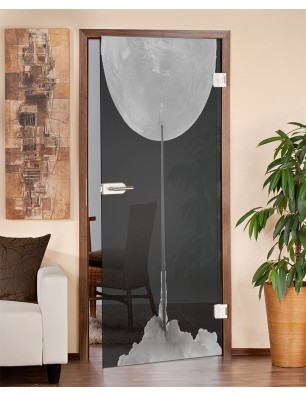 Ganzglastür Rakete Gelasert Auf Grauglas