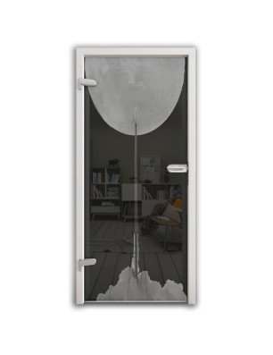 Ganzglastür Rakete Gelasert Auf Grauglas