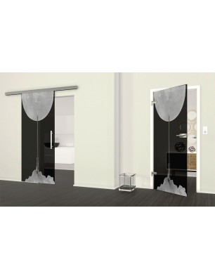 Ganzglastür Rakete Gelasert Auf Grauglas