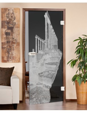 Ganzglastür Greece Gelasert Auf Grauglas